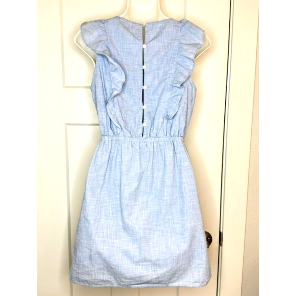 MADEWELL BELLFLOWER CHAMBRAY BLUE RUFFLE DRESS SIZE 00 NWOT - Picture 9 of 11